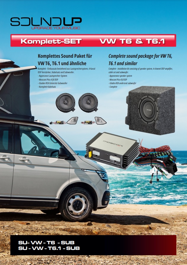 Gladen SoundUp installation kit for VW T6.1 (2015->).
