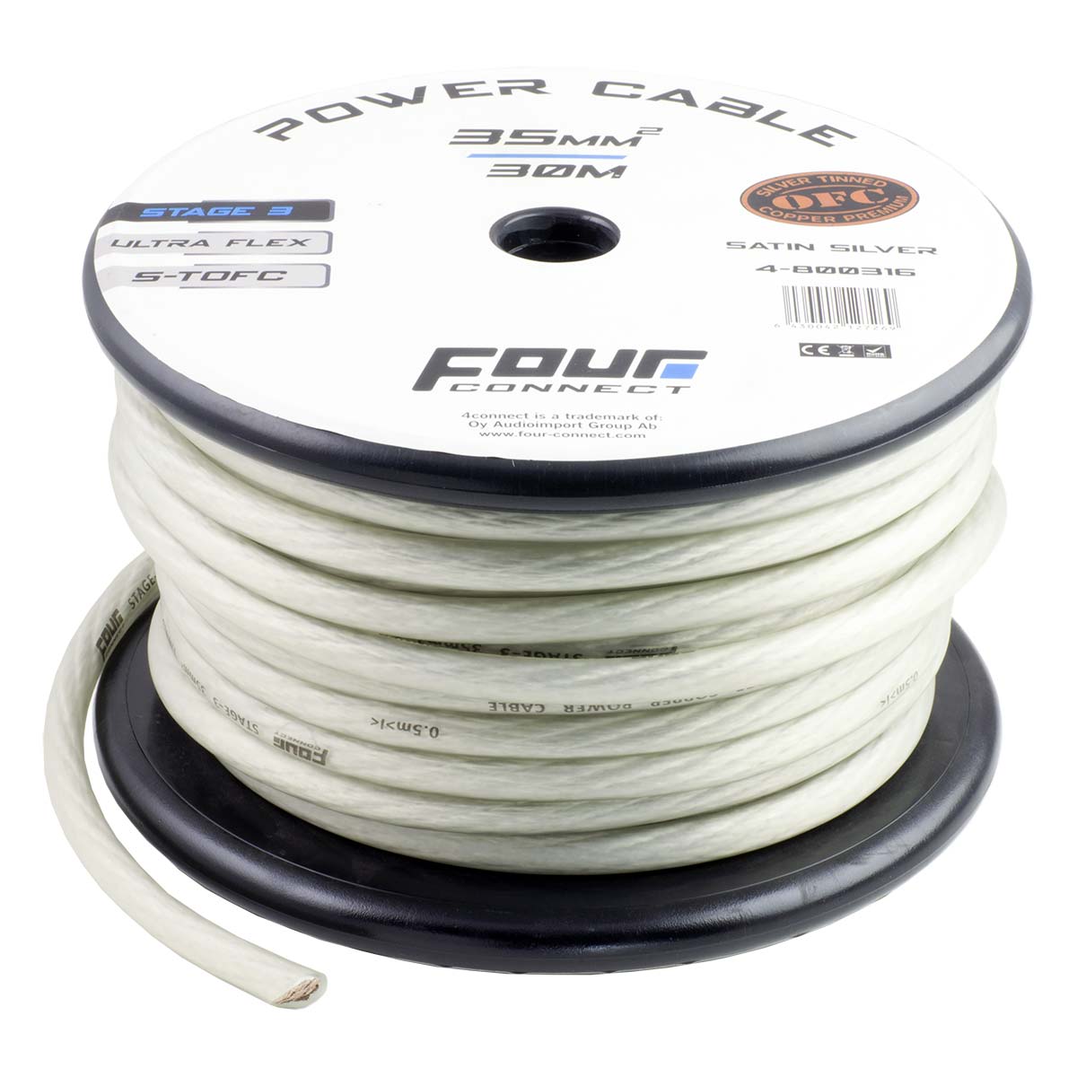 FOUR Connect STAGE3 (OFC with a silver coating) power wire, SILVER (35 mm²). 4-800316