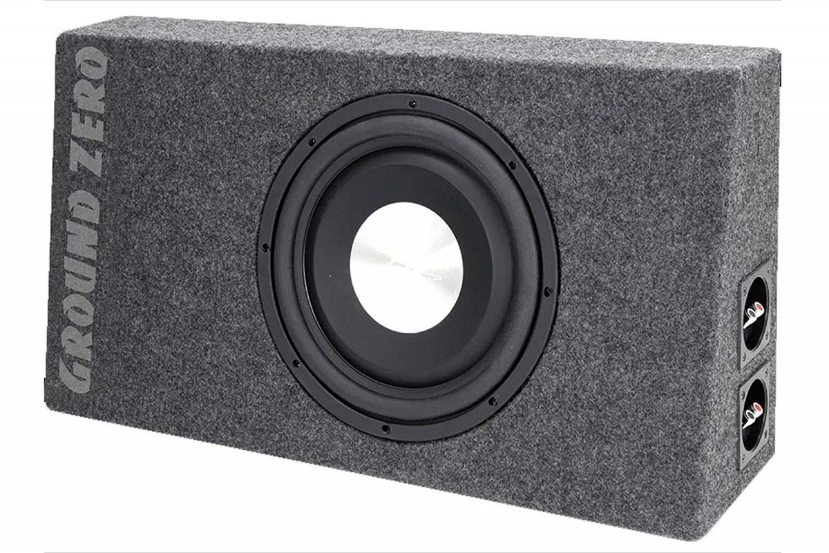 Ground Zero GZTB 120F subwoofer 12" in a shallow enclosure (300 mm).