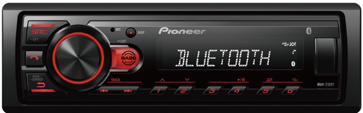 Pioneer MVH-230BT receiver with USB, Bluetooth.