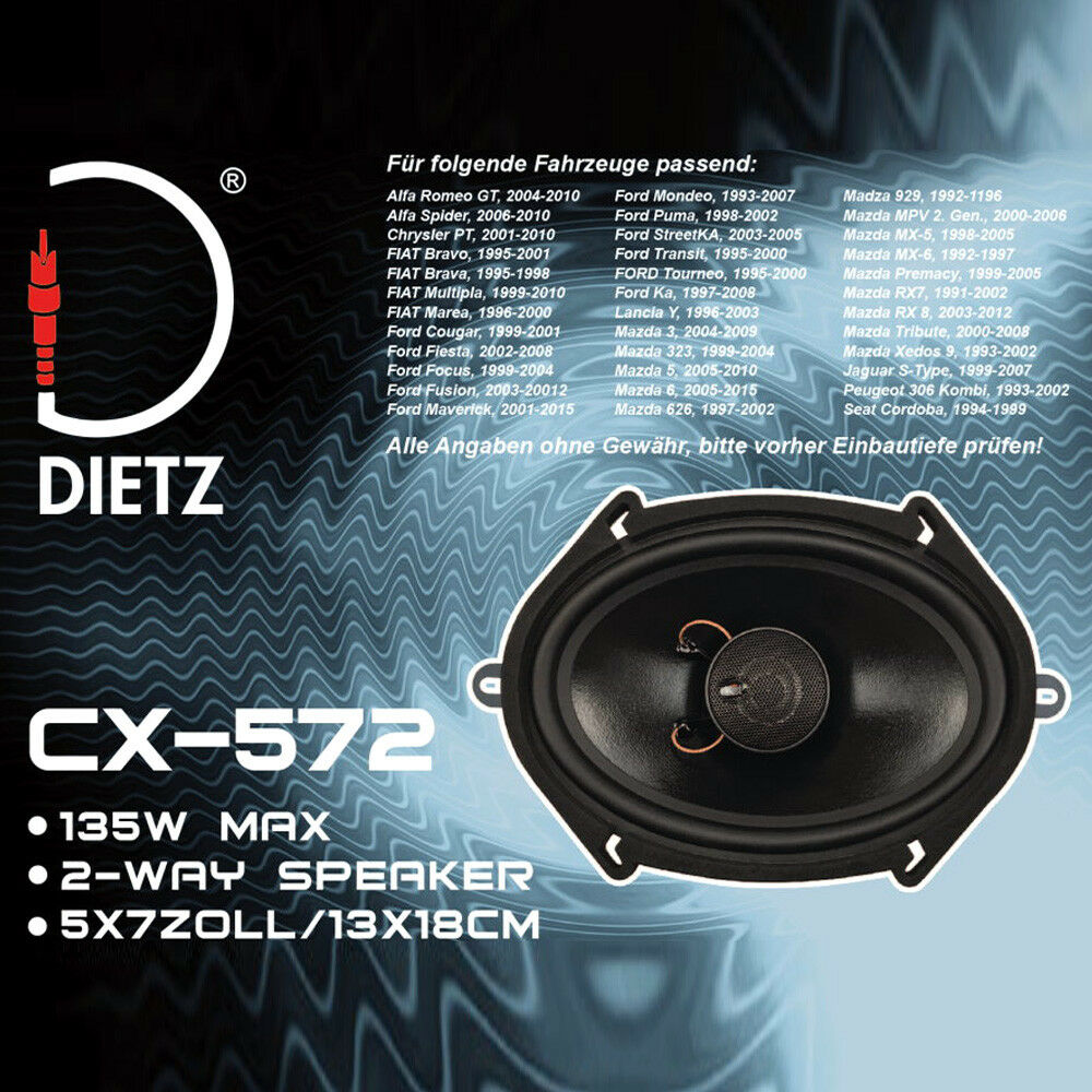 Dietz CX-572 coaxial speakers (130x180 mm).