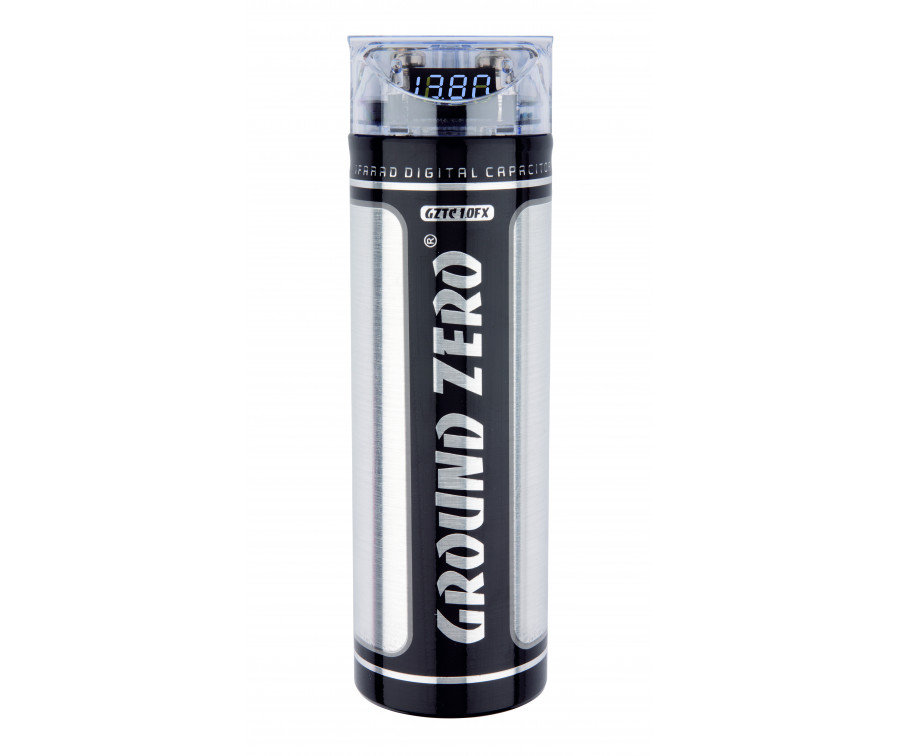 Ground Zero GZTC 1.0FX car audio capacitor with digital voltmeter (1.0 Farad)