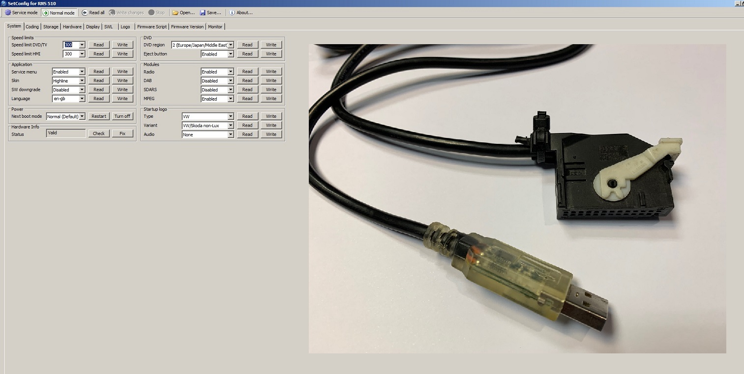SetConfig 2.8.1 for VW supports RNS 510, 810... (Hard & Soft).