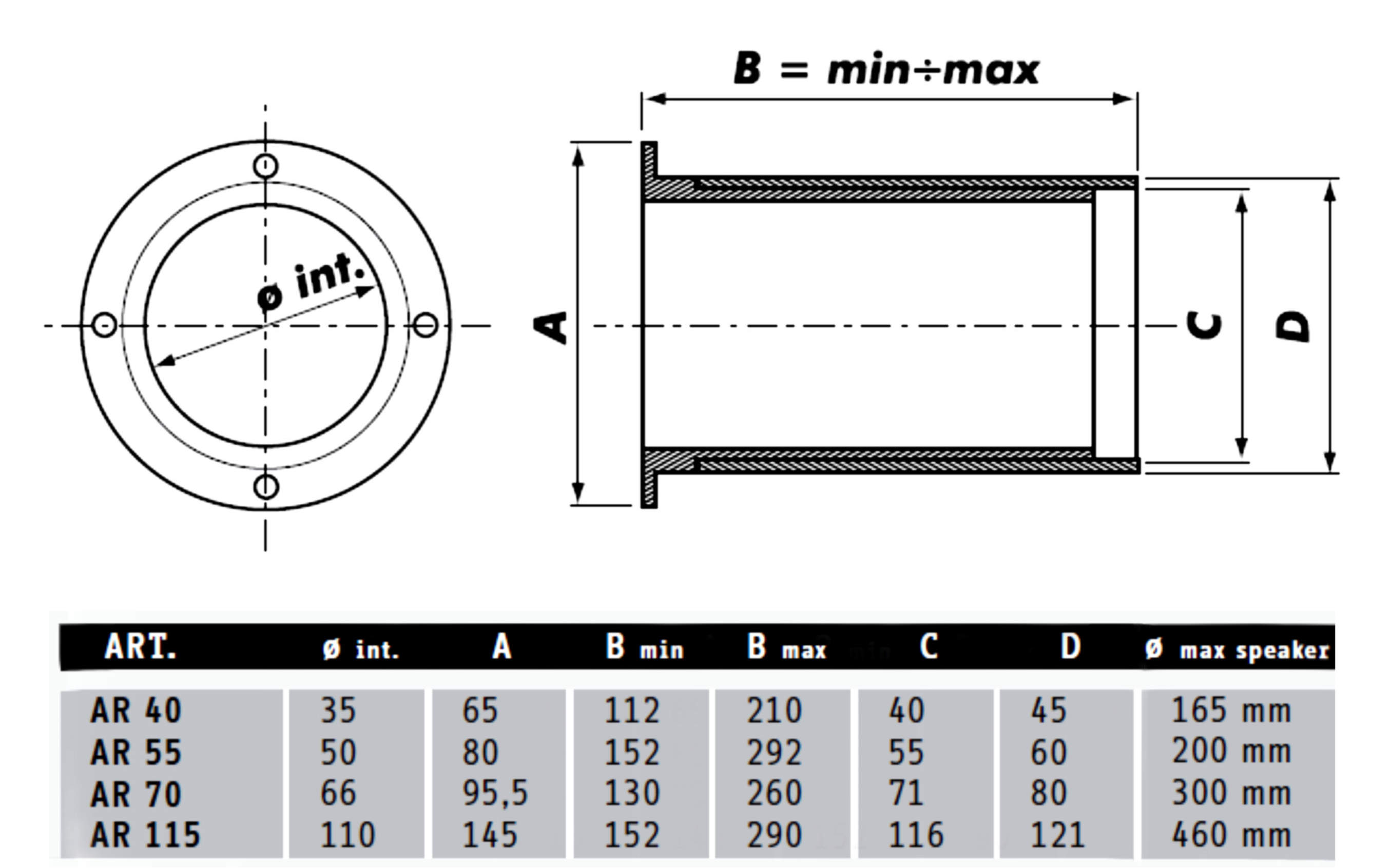 Reflex port (tube). AZ Audiocomp.