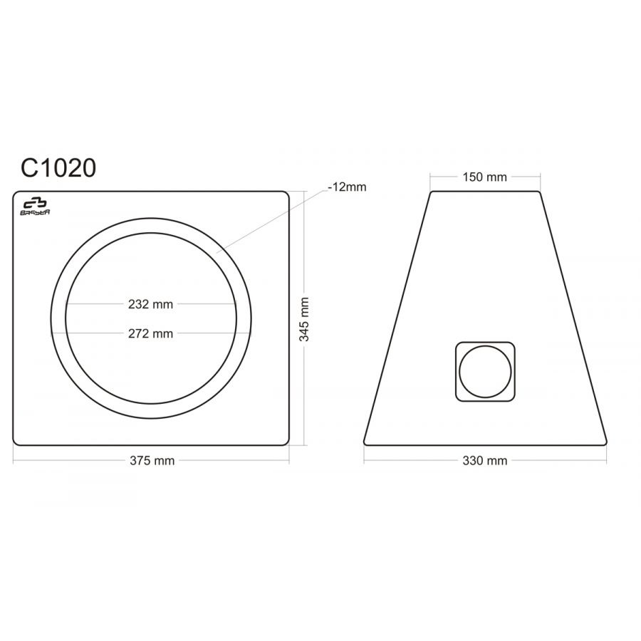 Subwoofer box for 10" speaker (250 mm). MDF.03.BK