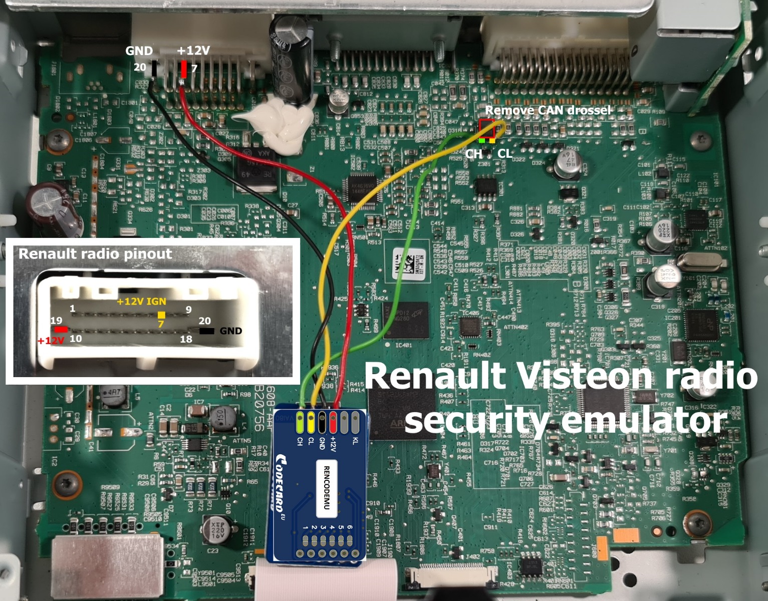 Renault Master, Opel... Visteon car radio retrofit. RENCODEMU