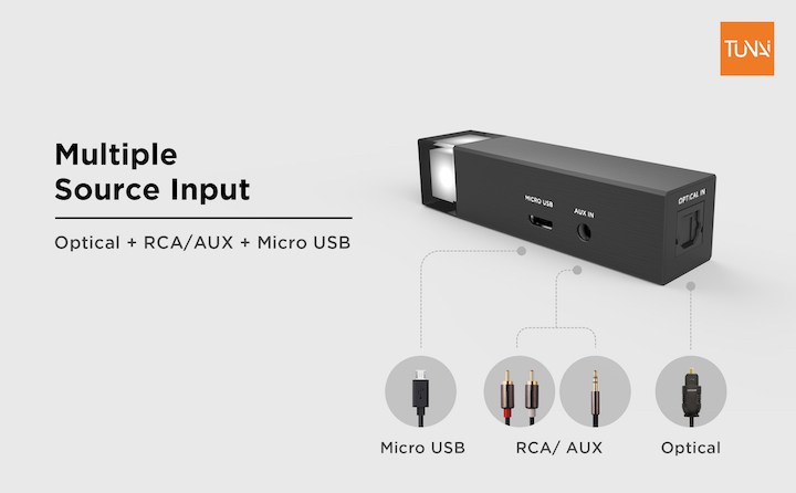 Tunai WAND bluetooth transmitter for home entertainment.