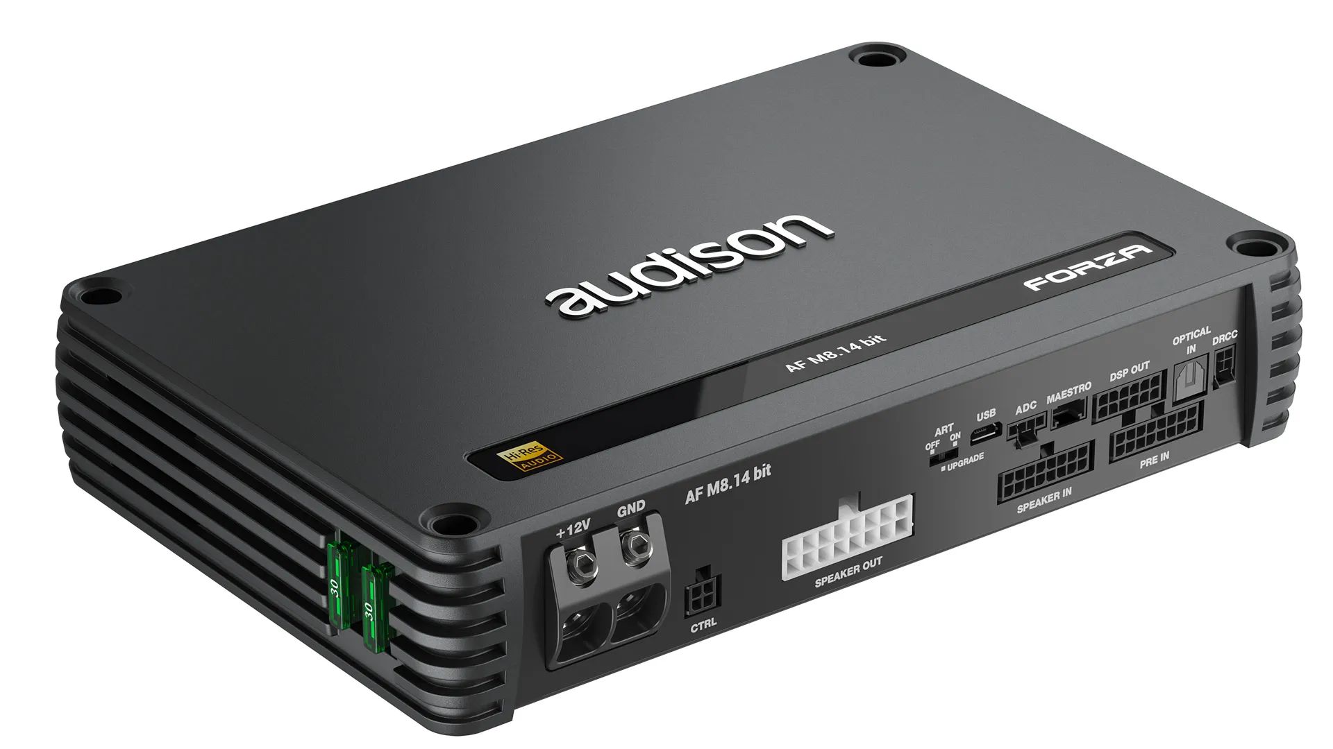 Audison Forza AF M8.14 bit (D class) power amplifier (8-channel) with DSP.