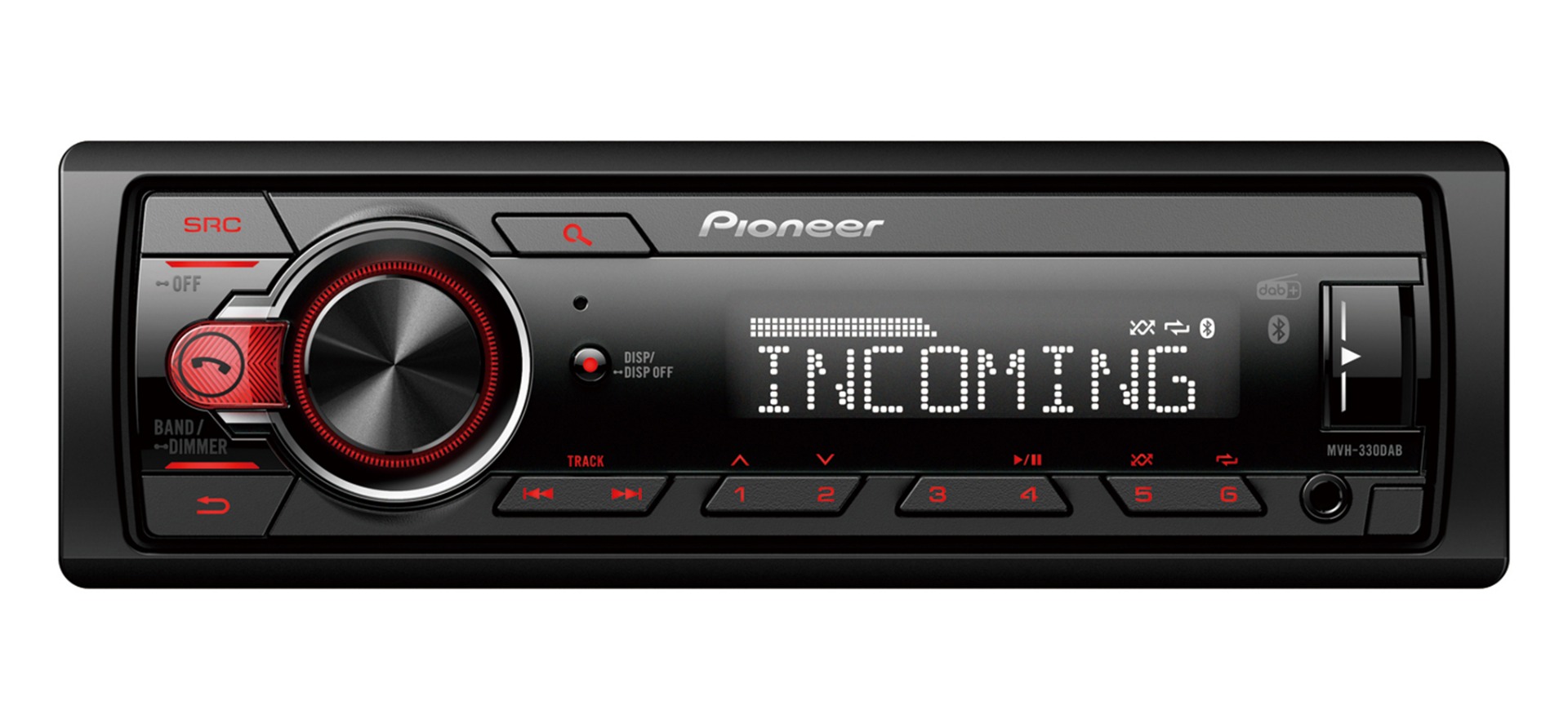 Pioneer MVH-330DAB receiver with USB, Bluetooth, DAB, AUX.