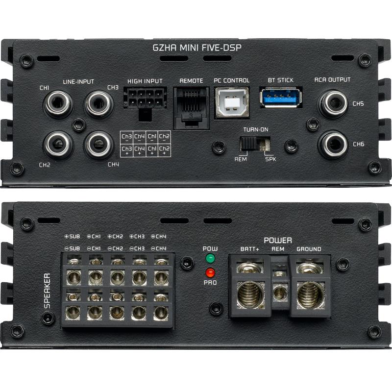 Ground Zero GZHA MINI FIVE-DSP (D class) power amplifier (5-channel) with DSP.