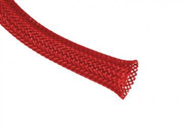 Expandable braided cable sleeving, red (12.0 mm).