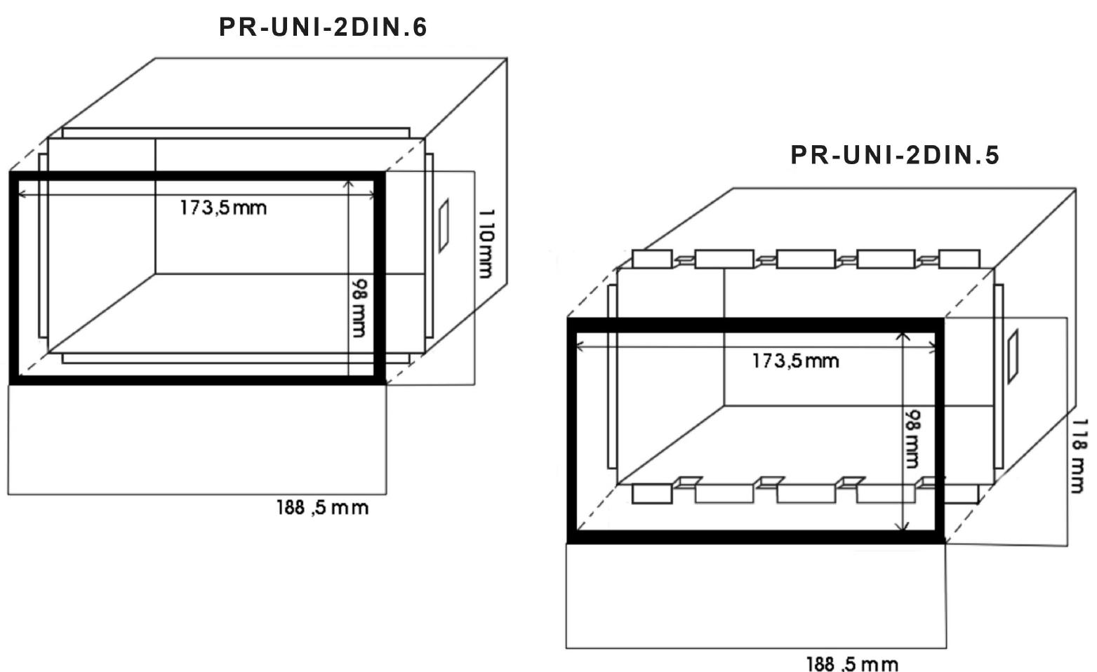 Universal fascia plate KIT (adapter 2DIN, 110x188.5 mm). 2DIN.6