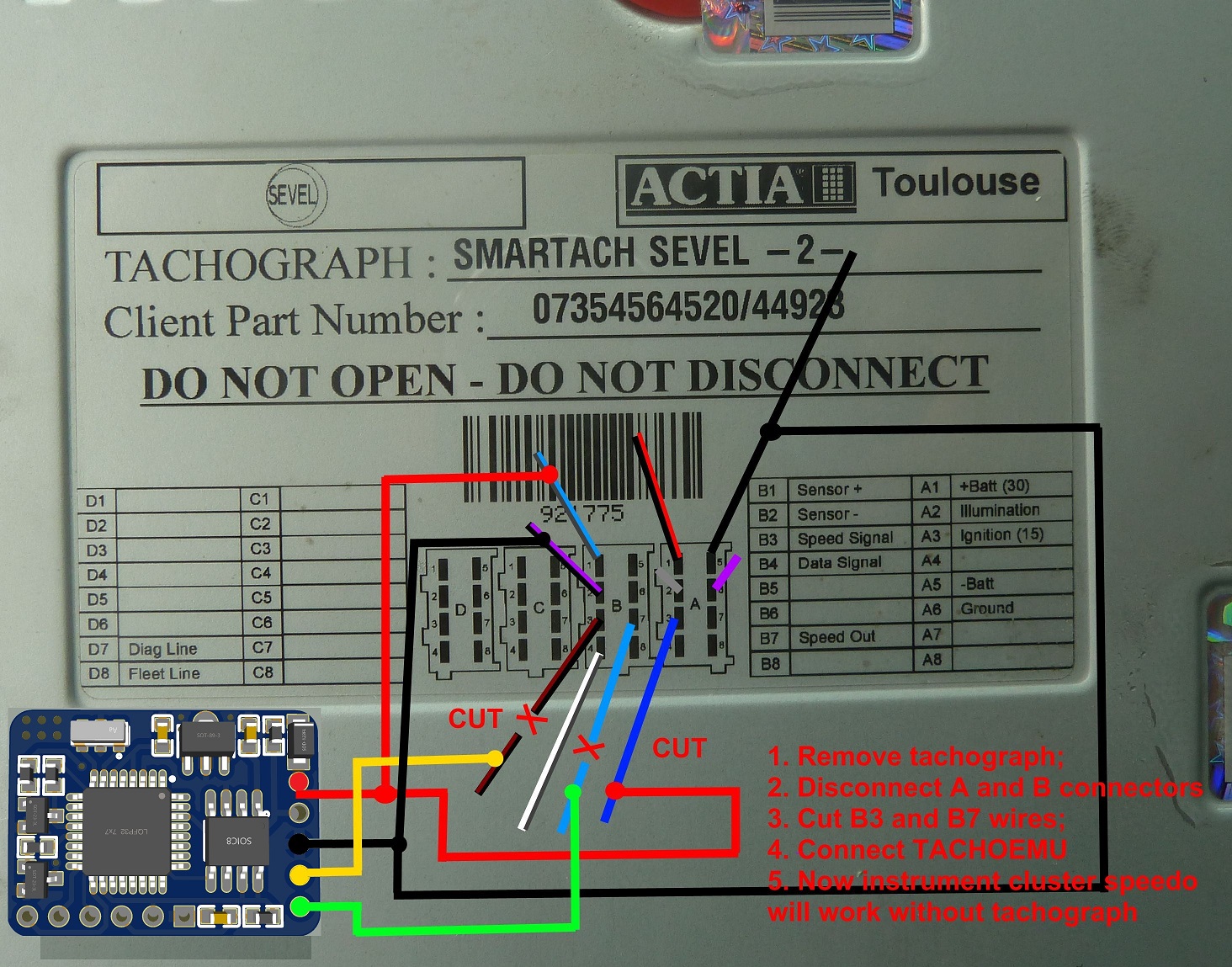 Tachograph emulator for Fiat Ducato (2007->), Peugeot, Citroen. TACHOEMU