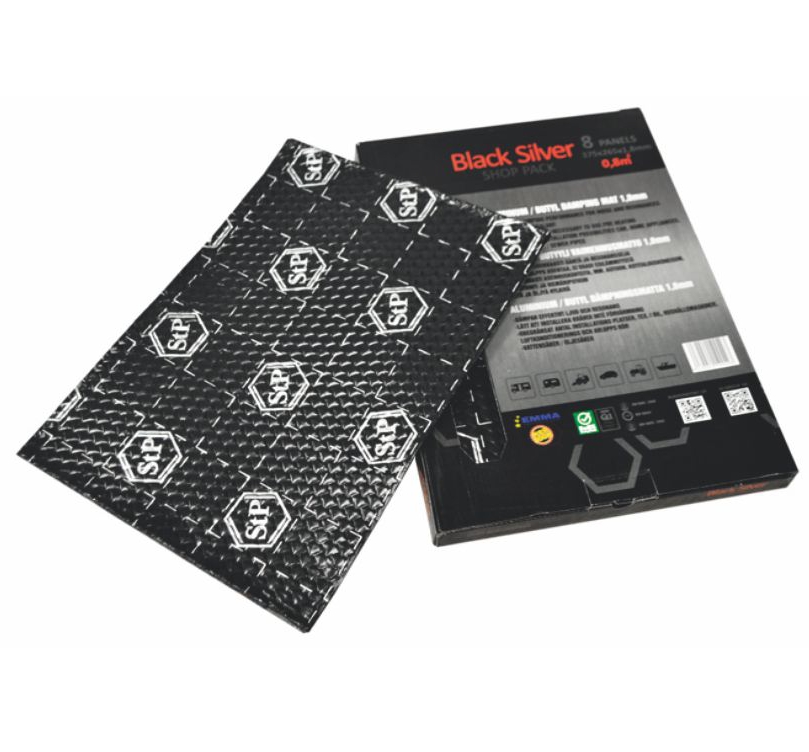 STP Black Silver self-adhesive damping mat, shop pack (1.8 mm., 0.1 m²).