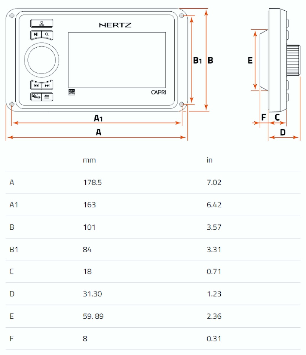 Hertz CAPRI HD1 optional remote control for marine CAPRI.