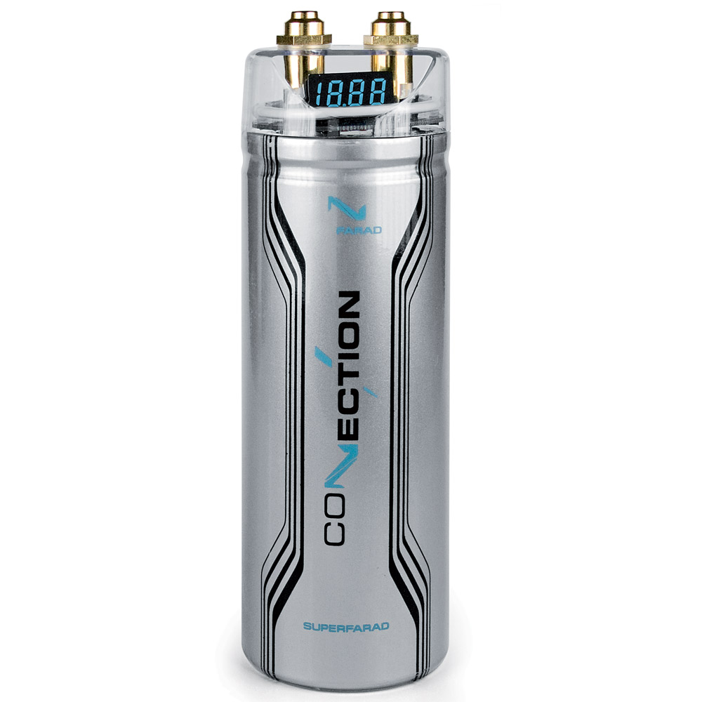 Audison Connection FSF 1.0 DGT.1 capacitor with digital voltmeter (1.0 Farad).