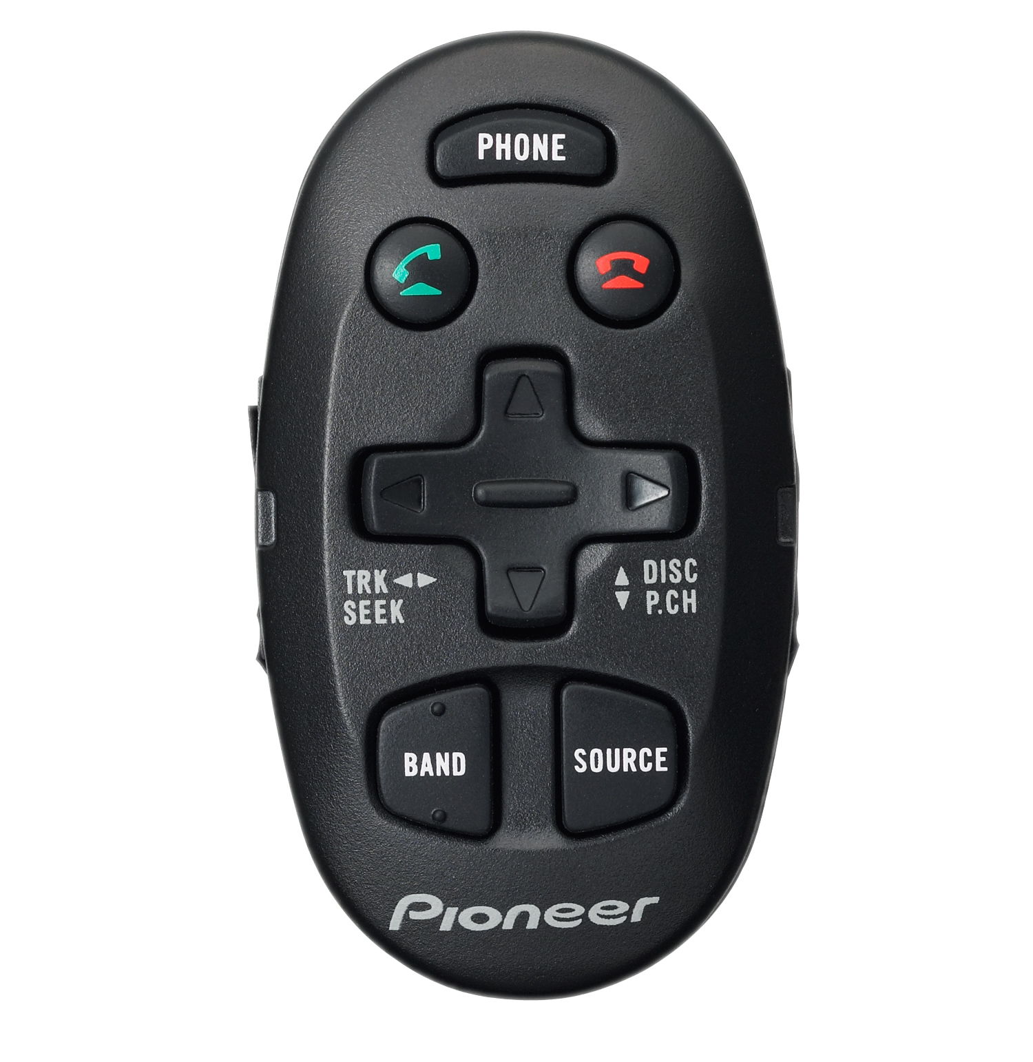 Pioneer CD-SR110 remote control with PHONE buttons.