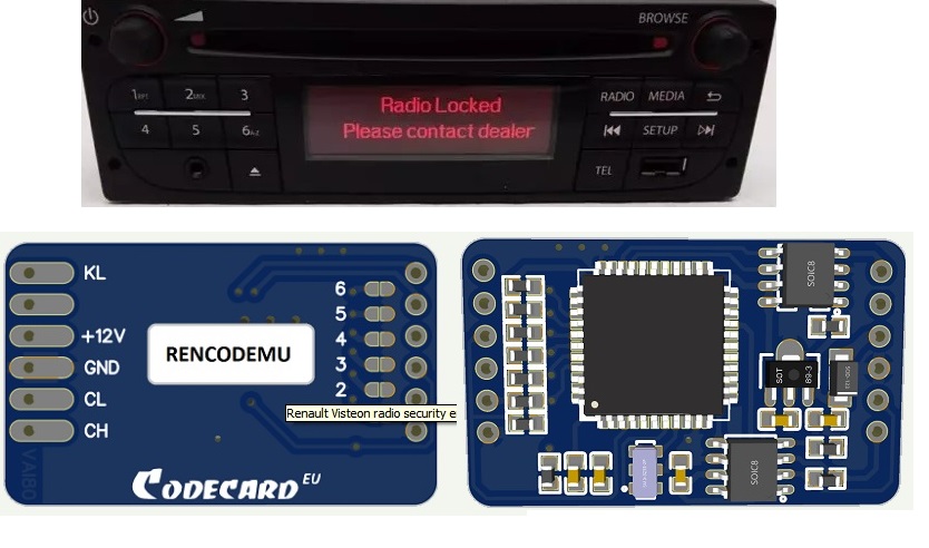 Renault Master, Opel... Visteon car radio retrofit. RENCODEMU