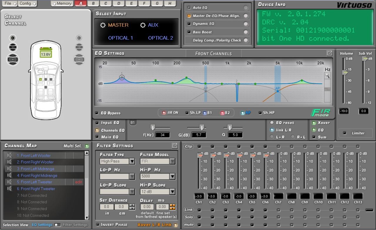 Audison bit One HD Virtuoso digital signal processor DSP (Hi-Res).