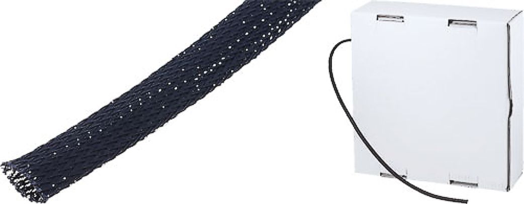 Expandable braided cable sleeving (Black, 9,5...13 mm, 10-BK). 