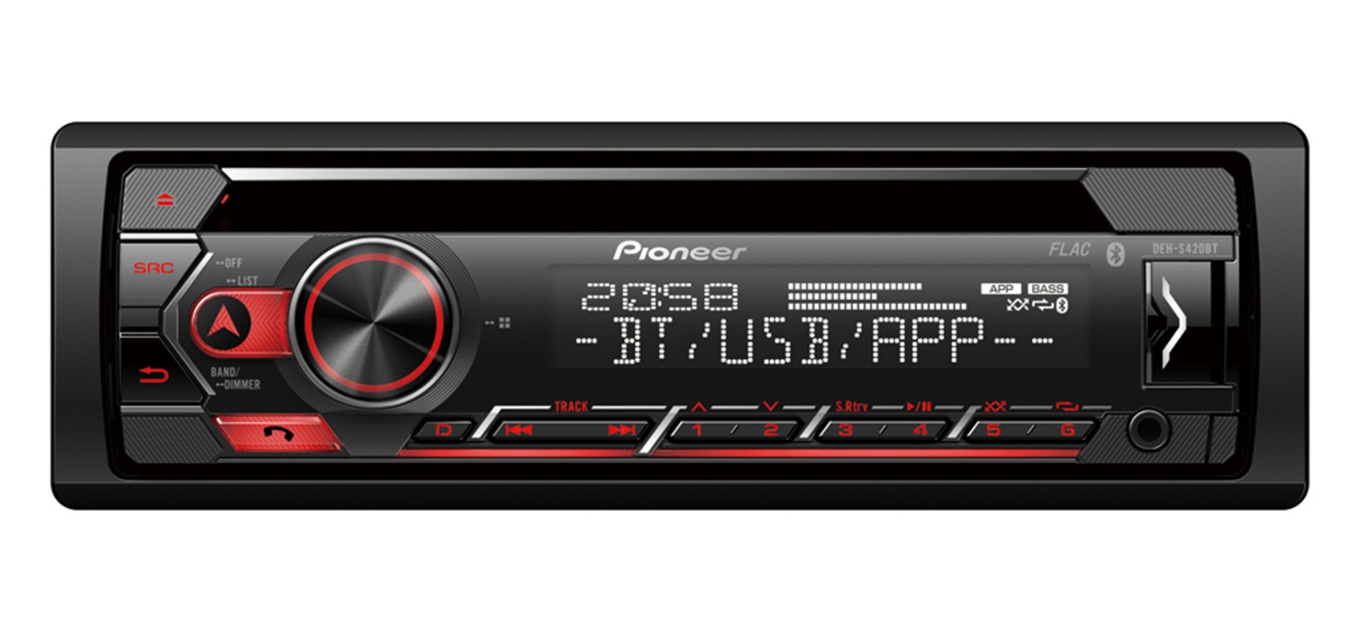 Pioneer DEH-S420BT receiver with CD, USB, Bluetooth.