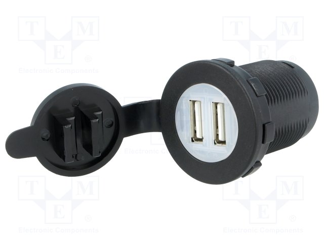 USB car charger with cover (2x2,4 A).