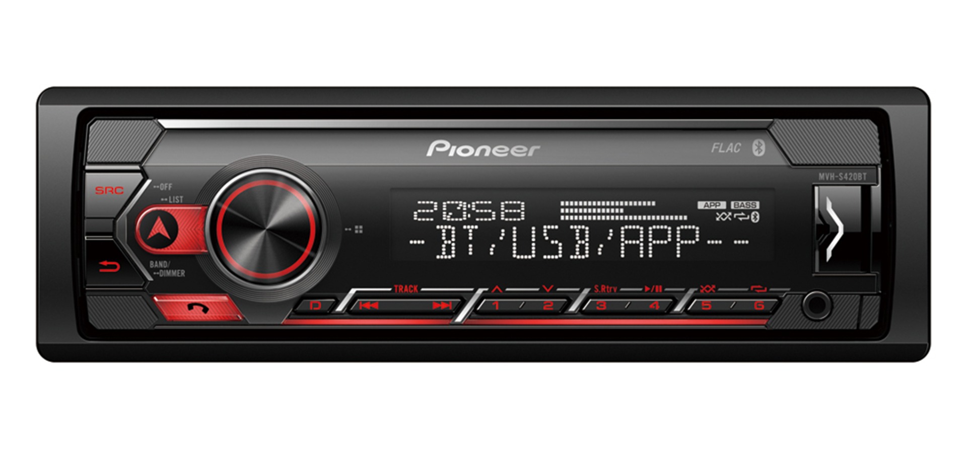 Pioneer MVH-S420BT receiver with USB, Bluetooth, AUX.